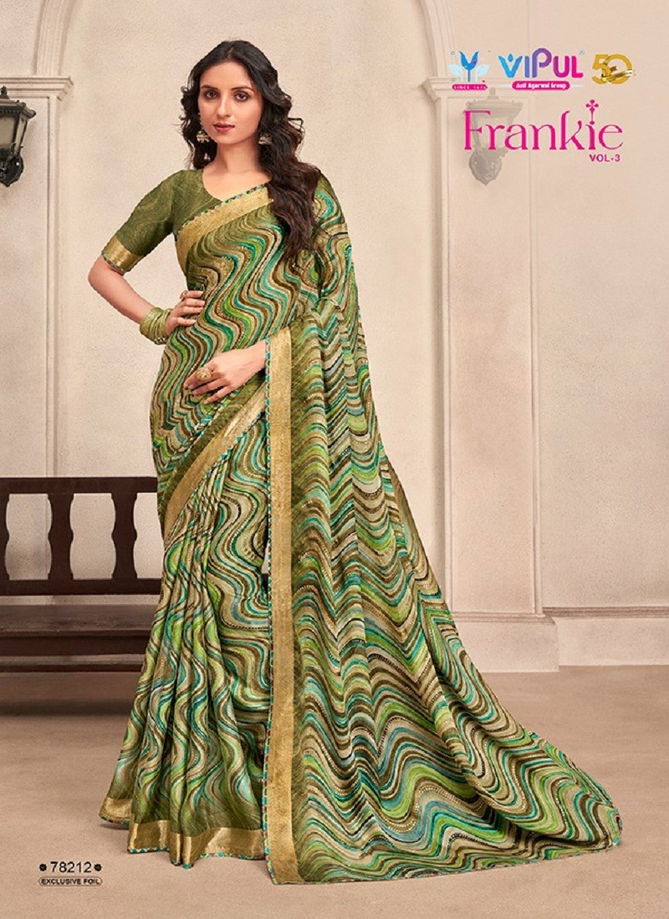 Frankie Vol 3 By Vipul Chiffon Printed Daily Wear Sarees Wholesale Clothing Suppliers in India 