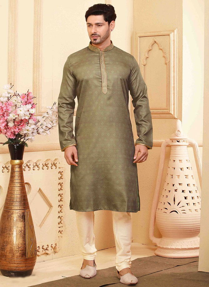 Mehendi Colour Ibaadat Wholesale Ethnic Wear Mens Kurta Pajama IBT KP 10