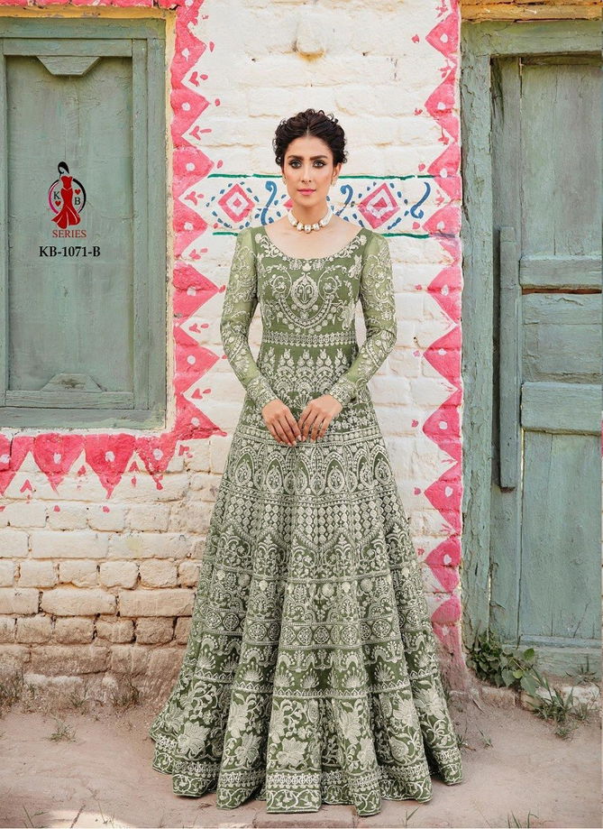 Kb Series Butterfly Net Bridal Anarkali Gown With Dupatta Catalog