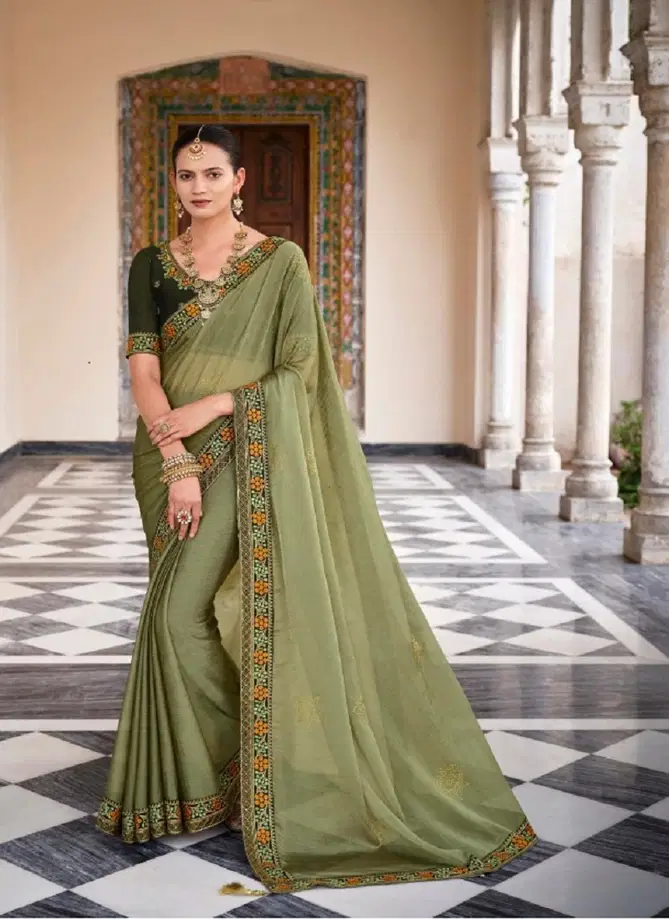 Mahima By Mahaveera Designer Heavy Border Chiffon Saree Catalog