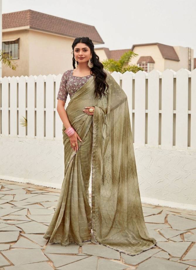 Oliva By Stavan 3D Shaded Chiffon Embroidery Saree Wholesale Online