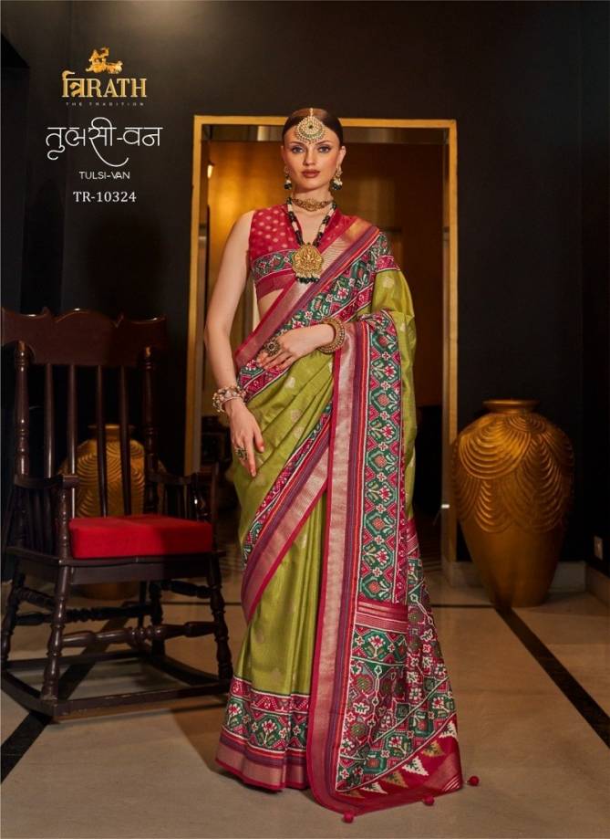 Tulsi-Van By Trirath Mercerized Sigma Silk Printed Saree Exporters In India