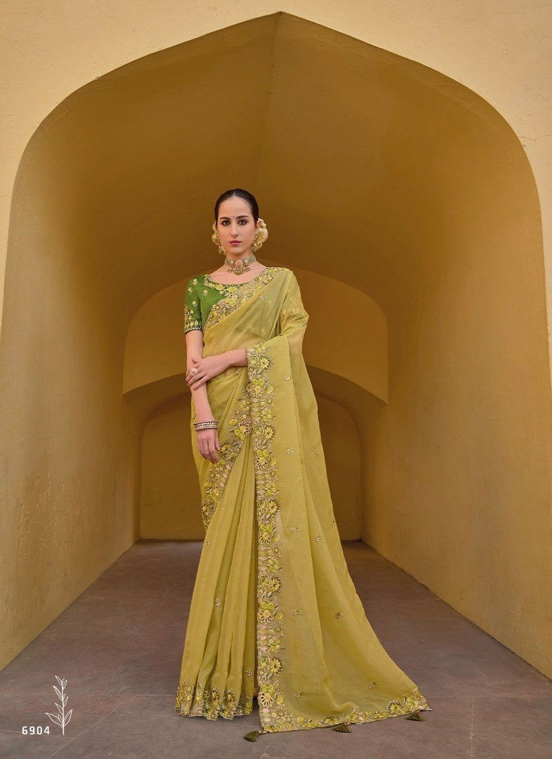 Anaara 6900 Series By Tathastu Designer Fancy Tissue Organza Silk Saree Orders In India