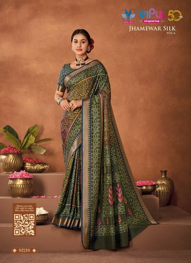 Jhamewar Silk Vol 6 By Vipul Two Tone Silk Sarees Wholesale Shop In Surat