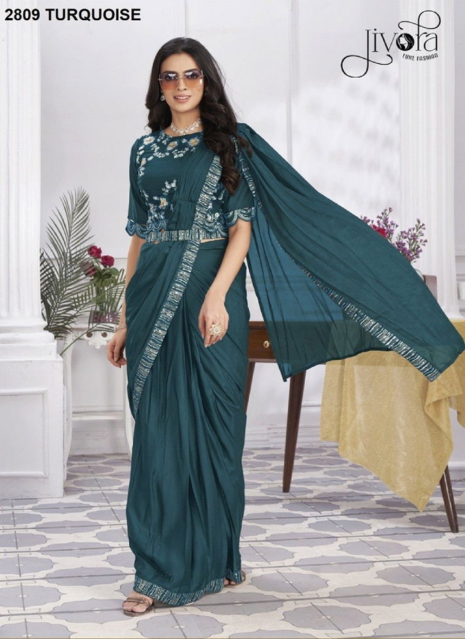 Minutes By Jivora Embroidery Party Wear Readymade Wholesale Saree In Delhi