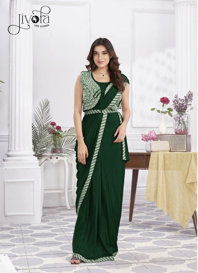 Minutes By Jivora Embroidery Party Wear Readymade Wholesale Saree In Delhi