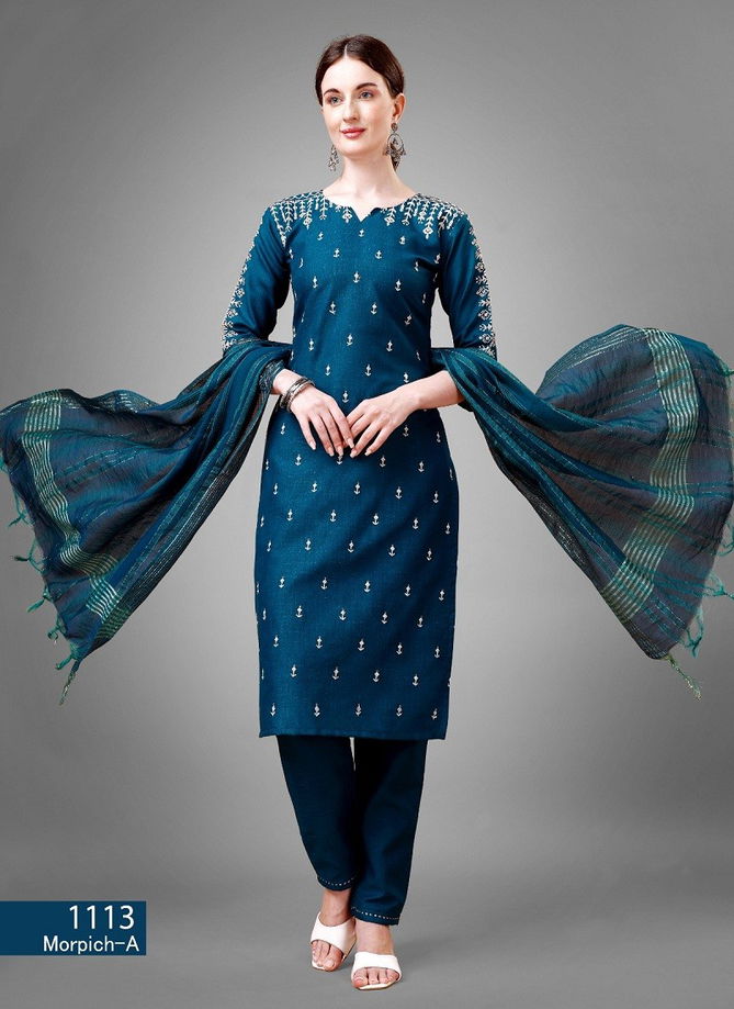 Aradhna 1113 Cotton Blend With Embroidery Kurti Bottom With Dupatta Catalog