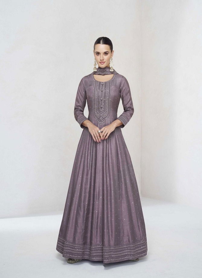 Ekaya By Aashirwad Premium Silk Gown With Dupatta Wholesalers In Delhi