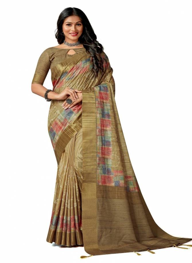Multi Colour Amuska Silk Printed Designer Saree Catalog 7512