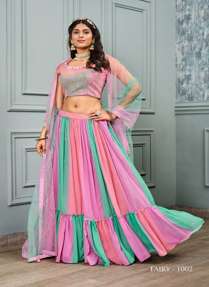 Fairy By Jivora Premium Georgette Party Wear Fancy Crop Top Lehenga Choli Catalog