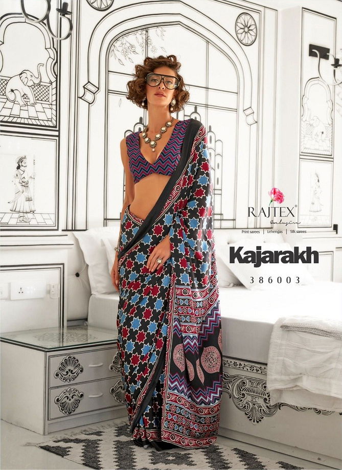 Kajarakh By Rajtex Printed Satin Crepe Best Sarees Wholesale Shop In Surat