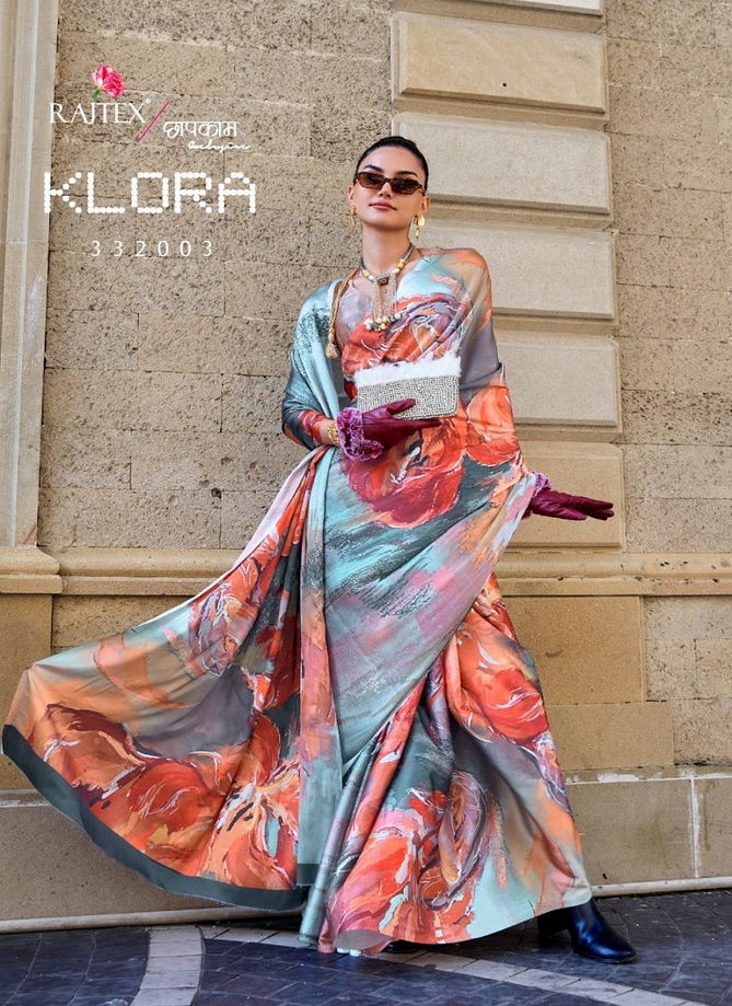 Klora By Rajtex Satin Crepe Printed Saree Catalog