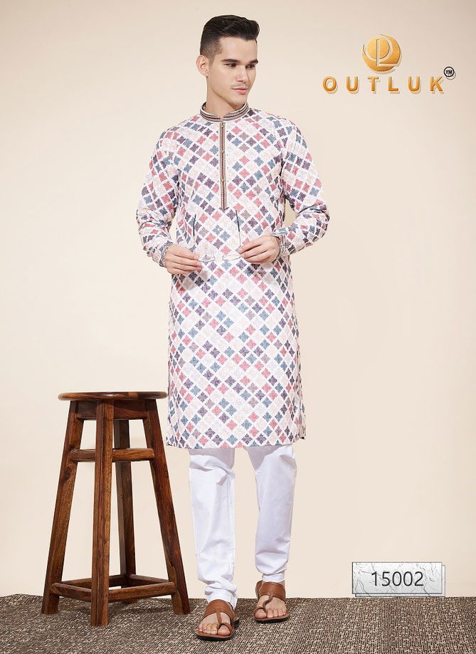 Outluk Wedding Collection Vol 15 Lakhnowi Cotton Mens Kurta Pajama Orders In India