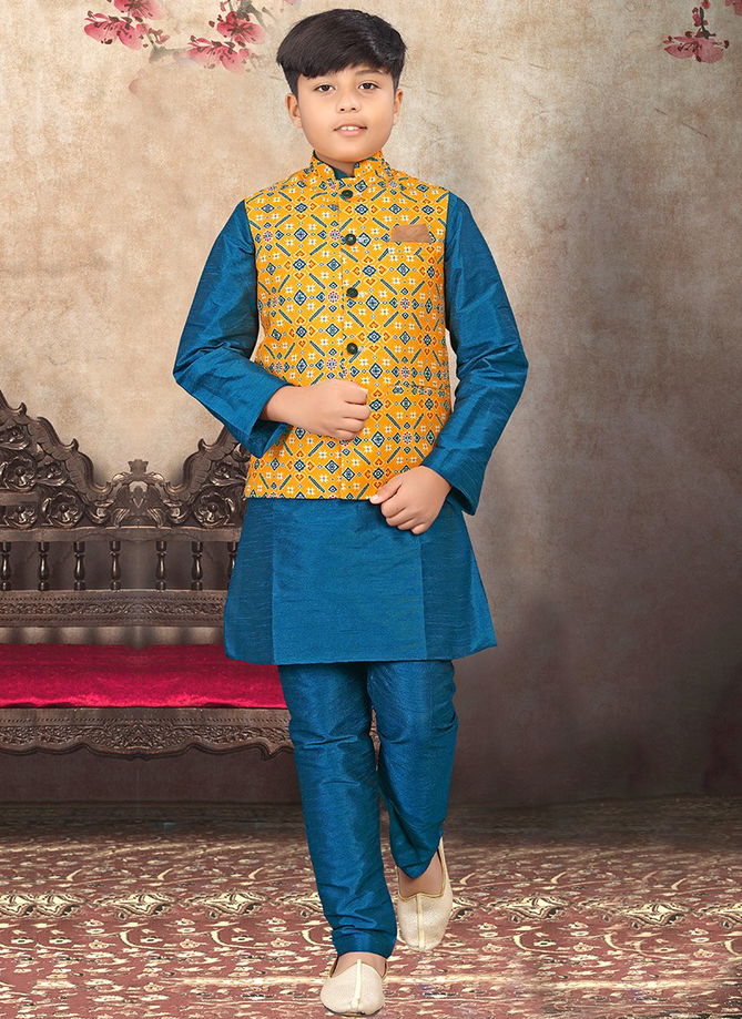 Mustard And Blue Outluk Kids Vol 2 Party Wear Wholesale Modi Jacket Kids Wear Catalog 216