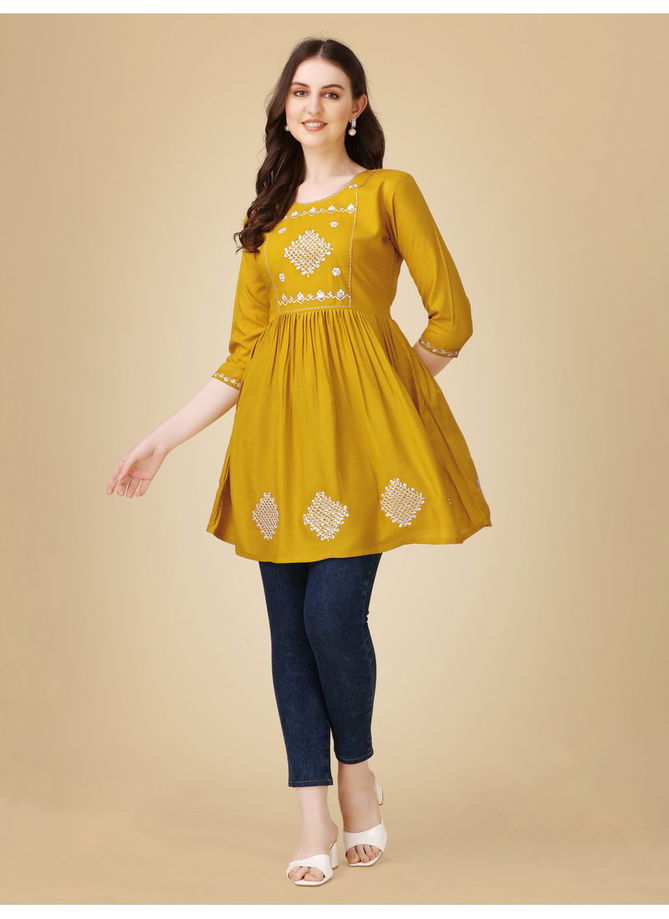 Mustard Colour Aardhna 1050 Designer Kurti Catalog 5