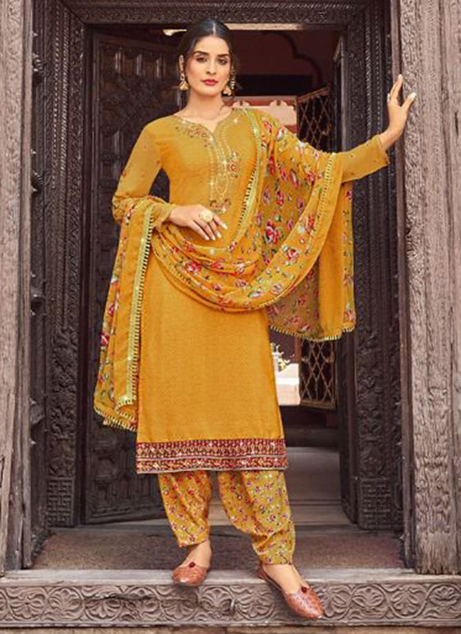 Mustard Colour Cherry Silk Vol 1 Radha Wholesale Punjabi Patiyala Suits Catalog 11003