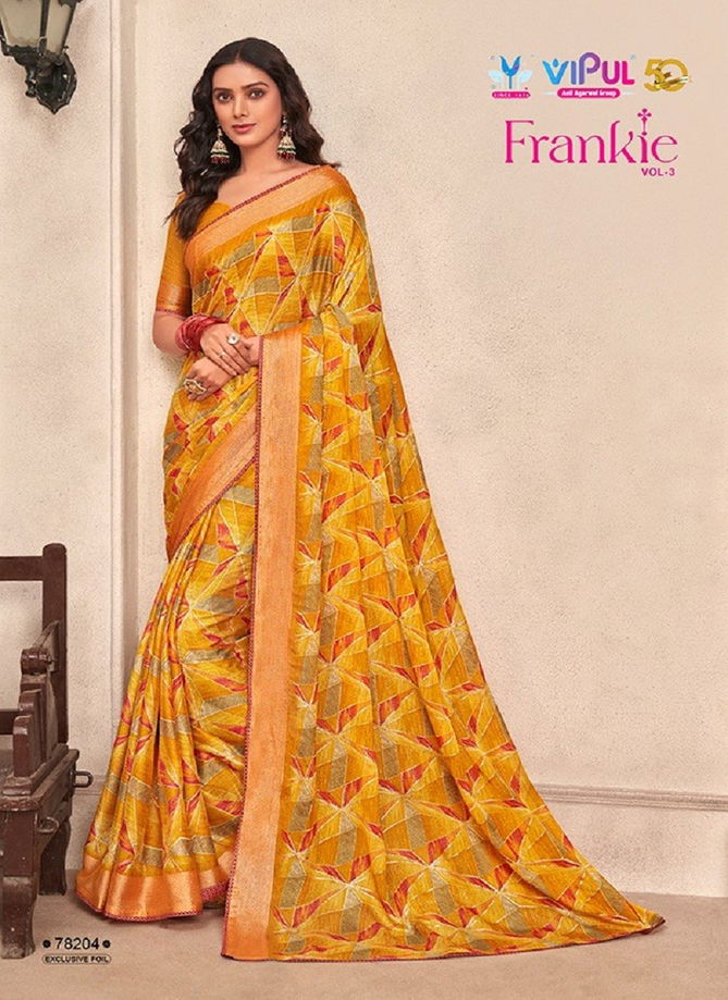 Frankie Vol 3 By Vipul Chiffon Printed Daily Wear Sarees Wholesale Clothing Suppliers in India 