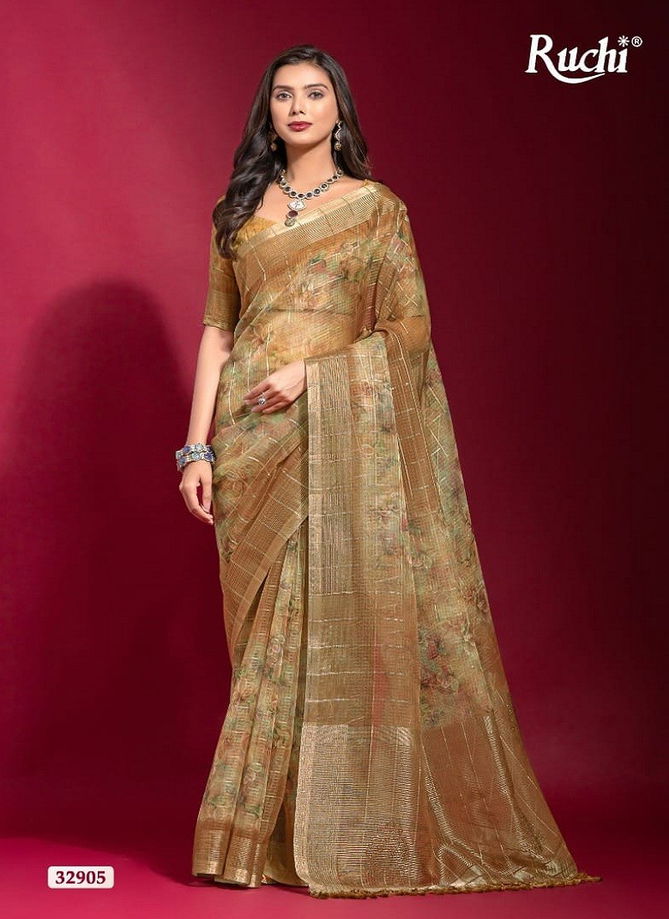 Krisha By Ruchi Linen Silk Printed Saree Wholesale Clothing Distributors In India