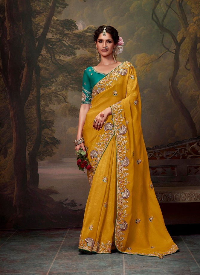 Naveli By Kimora Tissue Organza Weddding Wear Saree Suppliers In India