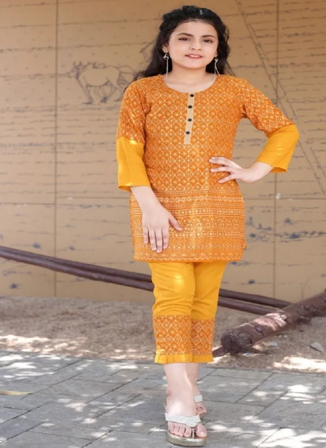 Mustard Colour Nuref By Arya Kids Girls Wear Catalog 3