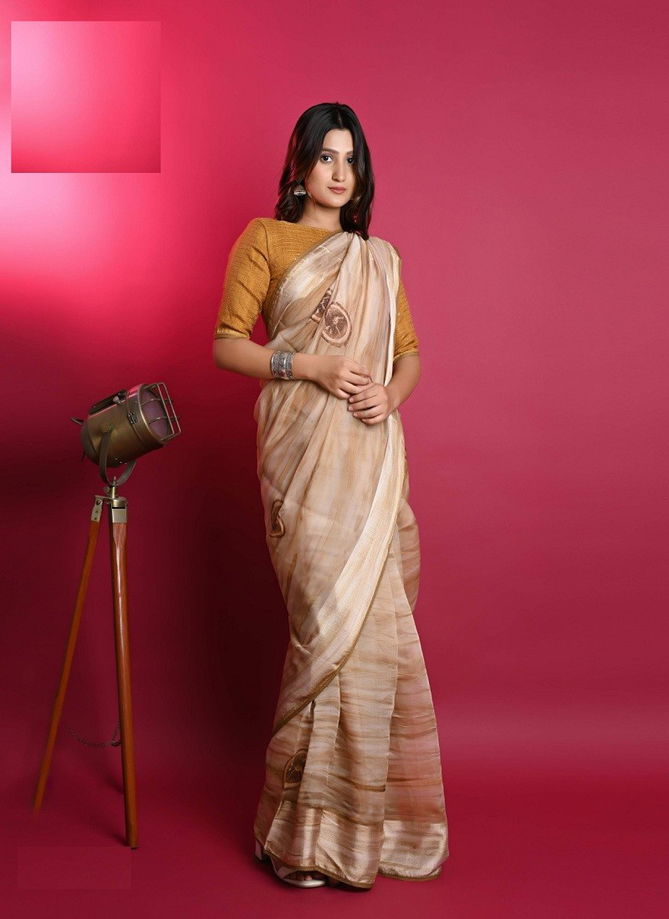 Orange Organza By Ashima Designer Saree Catalog