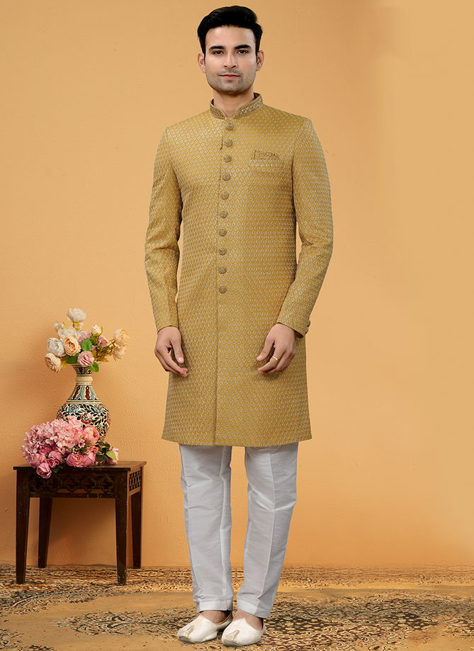 Mustard Colour Outluk Vol 111 Wholesale Mens Indo western Catalog 111003