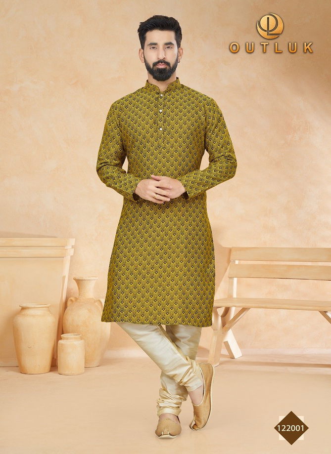 Mustard Colour Outluk Vol 122 Mens Kurta Pajama Catalog 122005