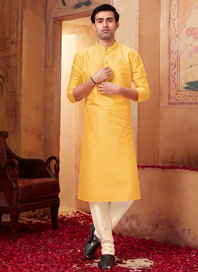 Mustard Silikana Exclusive Wear Wholesale Kurta Pajama 1540-15