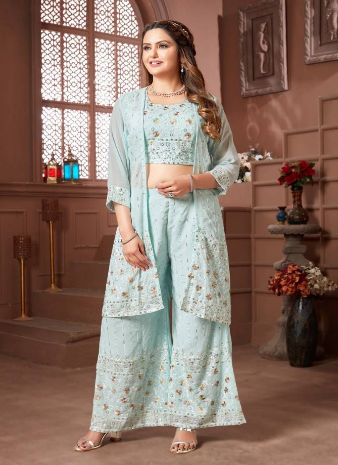 N F PLAZO 010 Georgette Readymade Suits Catalog