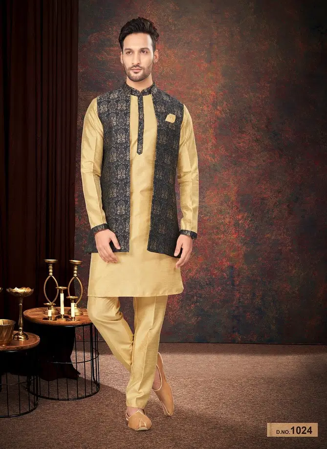 GS Fashion Party Wear Jacquard Mens Modi Jacket Kurta Pajama Wholesale Shop In Surat