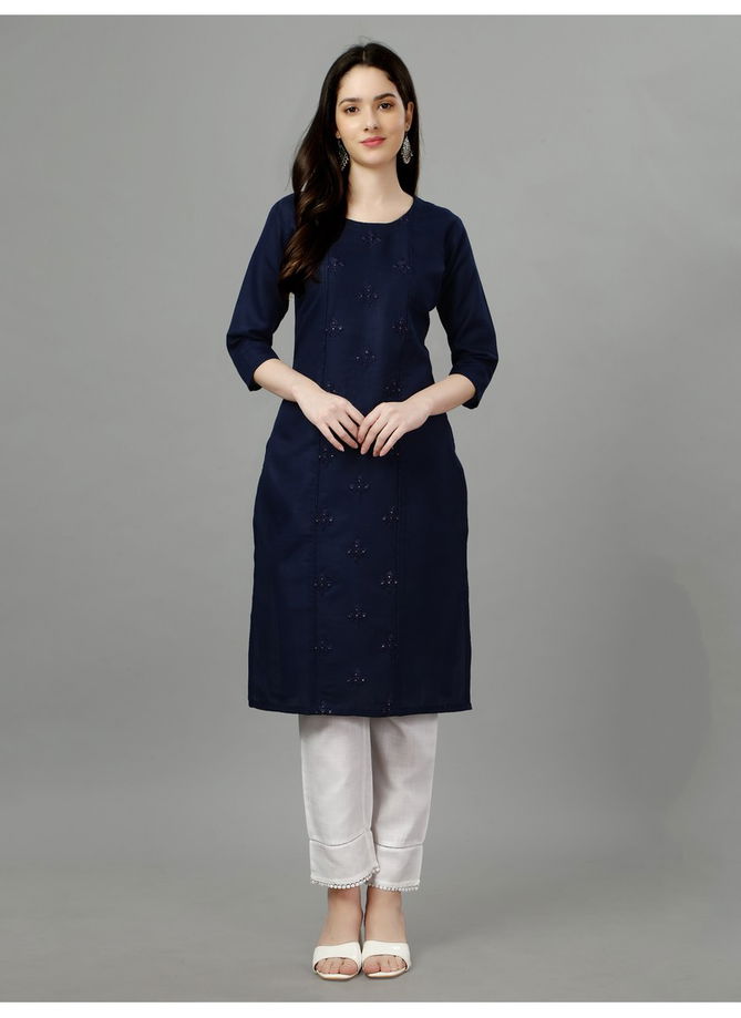 Navy Blue Colour Aaradhna Designer Kurti Catalog 1002