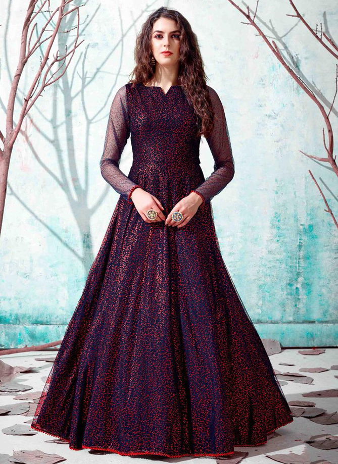 Navy Blue Colour Flory Vol 13 Wholesale Designer Gown Catalog 4531