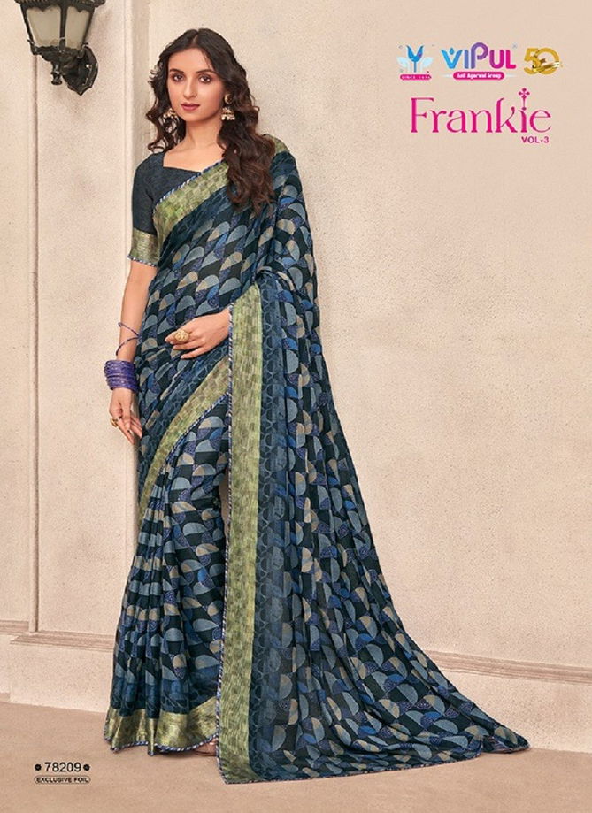 Frankie Vol 3 By Vipul Chiffon Printed Daily Wear Sarees Wholesale Clothing Suppliers in India 