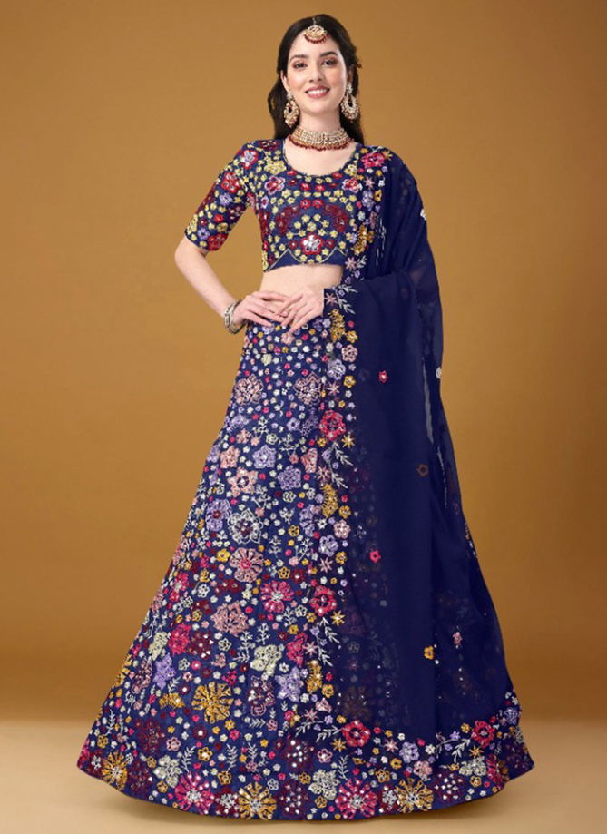 Navy Blue Colour Monalisa Vol 1 Designer Wholesale Party Wear Lehenga Choli 11004