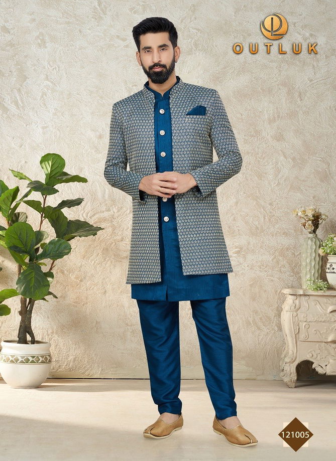 Navy Blue Colour Outluk Vol 121 Mens Indowestern Catalog 121005