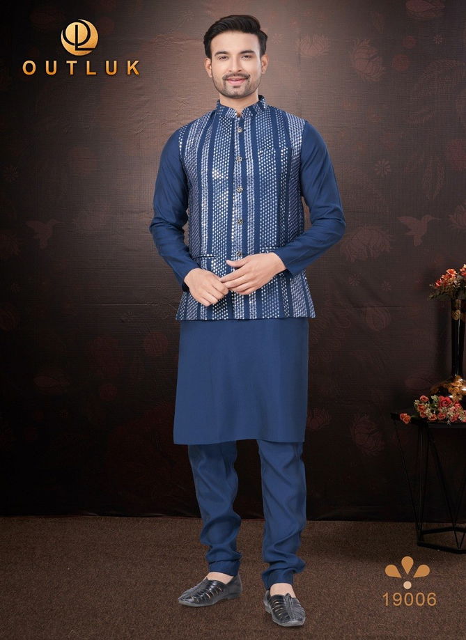 Outluk Wedding Collection Vol 19 Pure Silk Mens Modi Jacket Kurta Pajama Wholesale Online