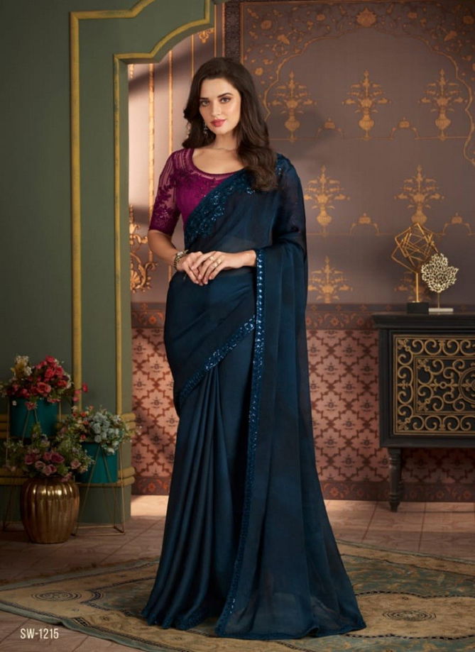 Sandalwood Vol 12 By Tfh Chiffon Party Wear Saree Catalog