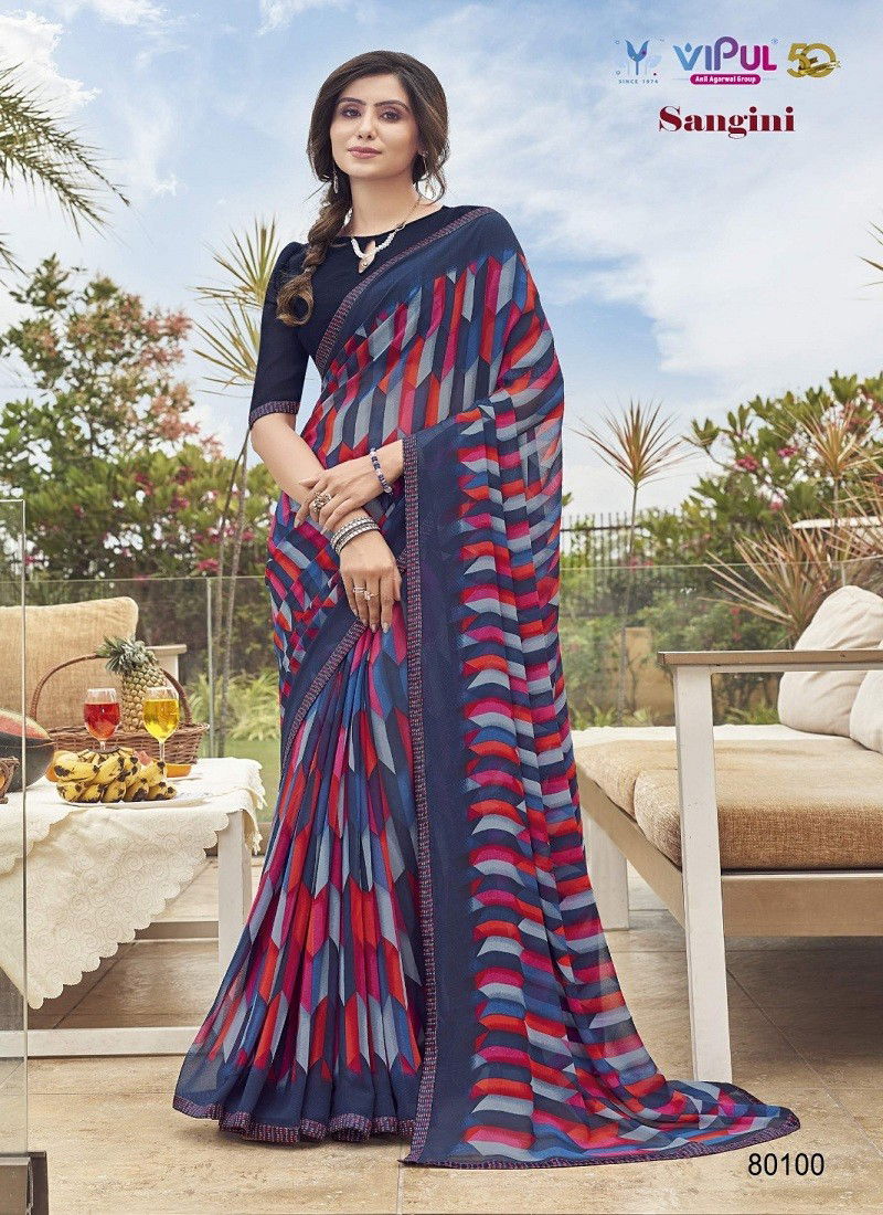 Sangini By Vipul Georgette Printed Daily Wear Sarees Wholesale Online