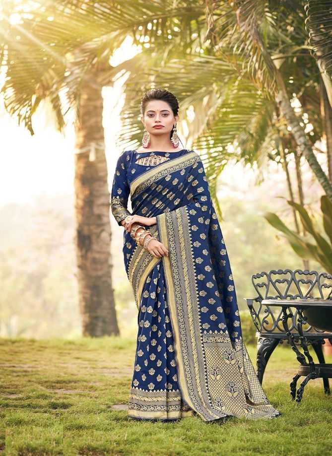 Navy Blue Colour Shaz By The Fabrica 16001 To 16006 Silk Saree Catalog 16003