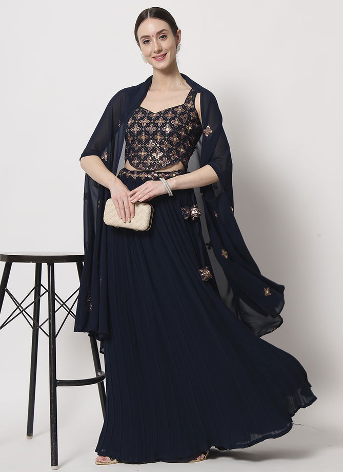 Navy Blue Colour Shubhkala Vol 11 By Khushboo Designer Lehenga Choli Catalog 7078