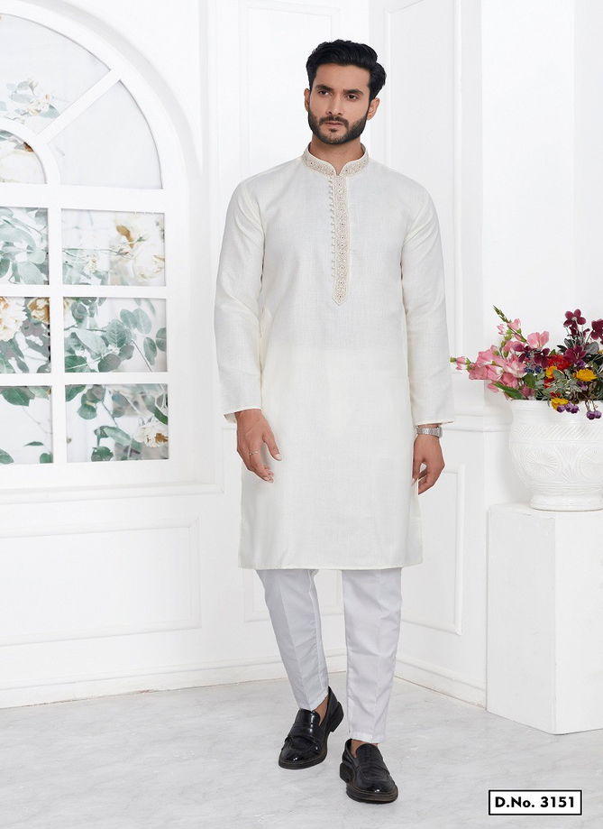 Occasion Mens Wear Premium Linen Cotton Designer Kurta Pajama Wholesale Online