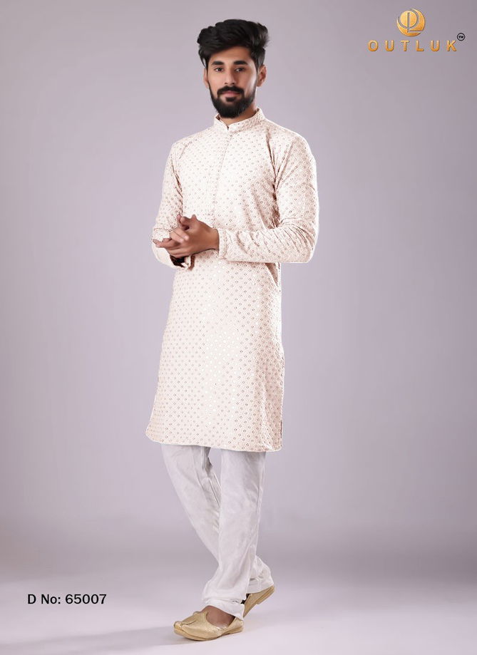 Off White Colour Outluk 65 Wedding Wear Wholesale Kurta Pajama 65007