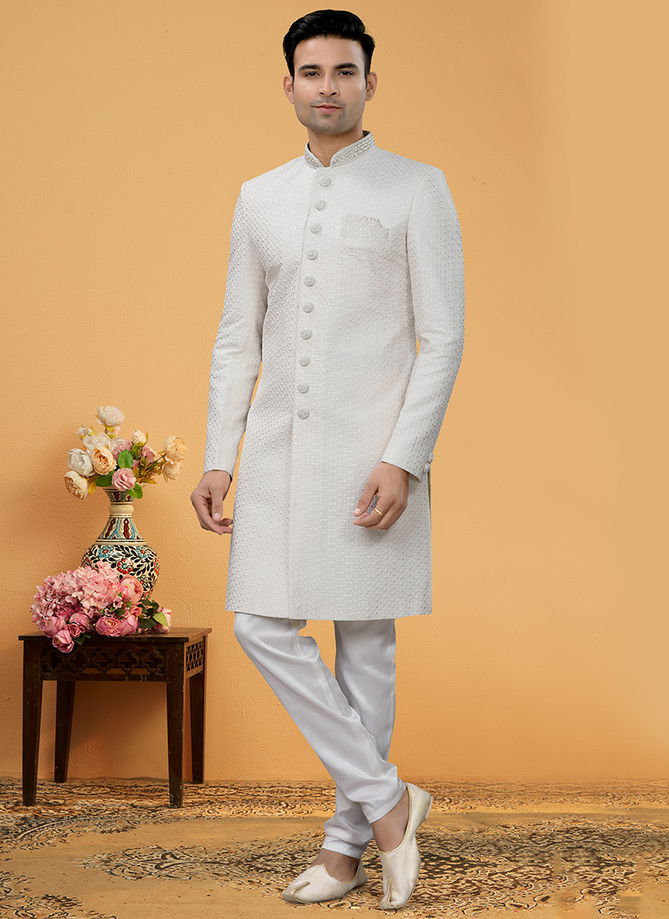 Off White Colour Outluk Vol 110 Wholesale Mens Indo western Catalog 110005