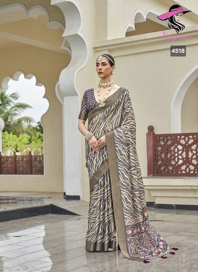 Nirvi By Nazneen Silk Digital Printed Designer Saree Catalog