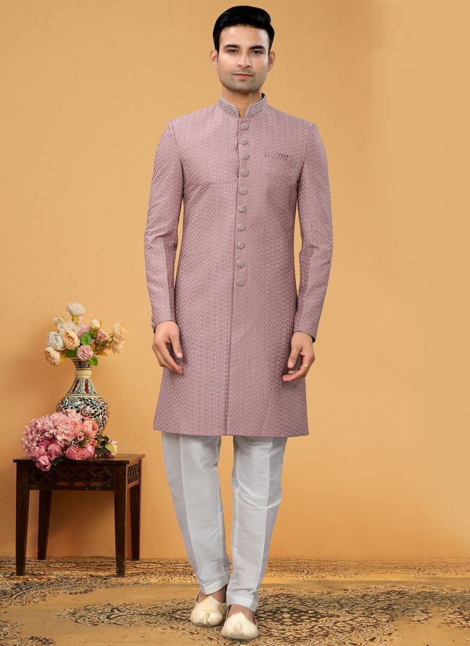 Onion Pink Colour Outluk Vol 111 Wholesale Mens Indo western Catalog 111008