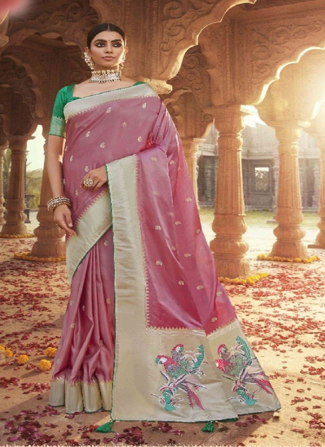 Onion Pink Colour Platinium Silk By Pankh Silk Saree Catalog 4507