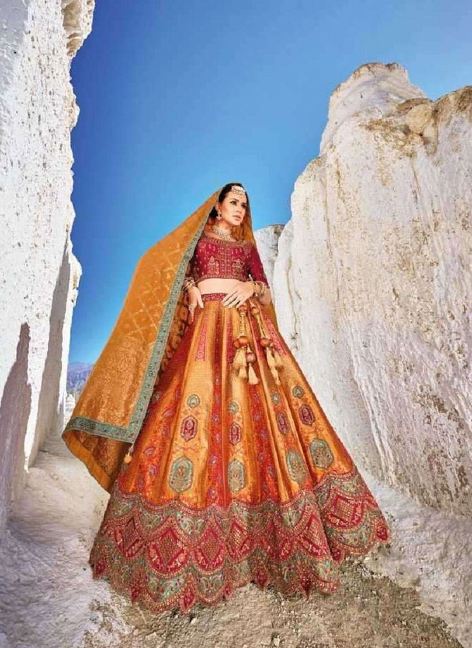 M.N.7100 Series Banarasi Silk Jacquaed (Kali) Lehenga Choli Wholesale Suppliers In Mumbai