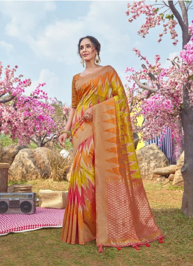 Orange And Yellow Colour Jashika Vol 550 By Joh Rivaaj Designer Saree Catalog 55007