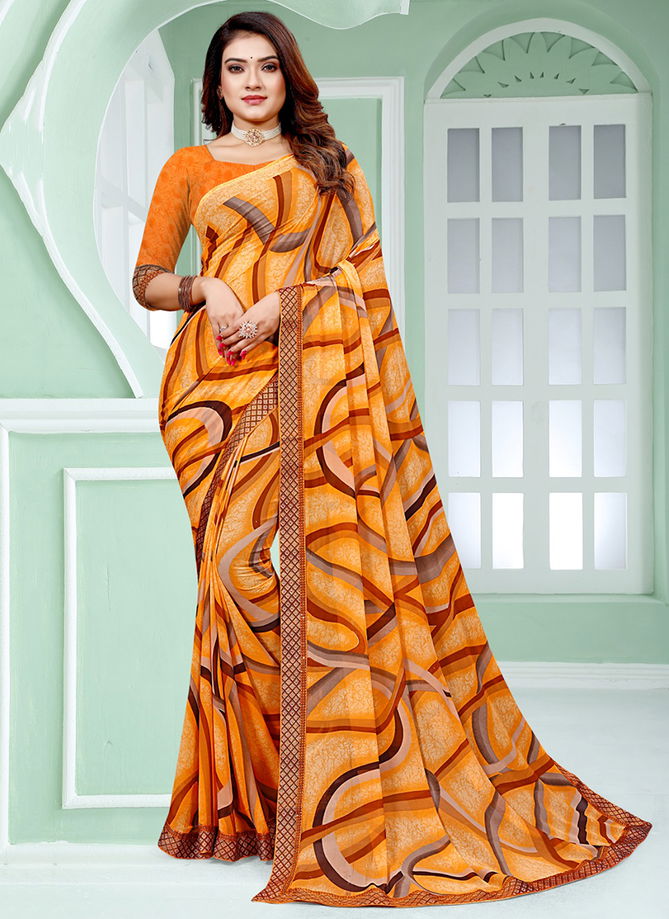 Orange Colour Amrita By NP 1297 A To 1297 H Printed Sarees Catalog 1297 D