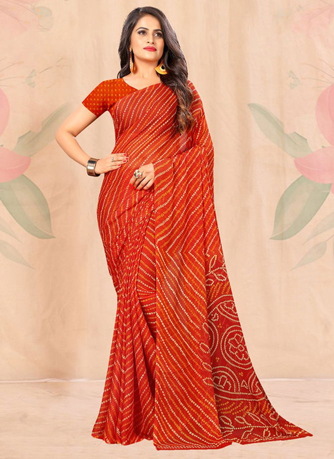 Orange Colour Star Chffon Wholesale Daily Wear Chiffon Sarees Catalog 12825 E